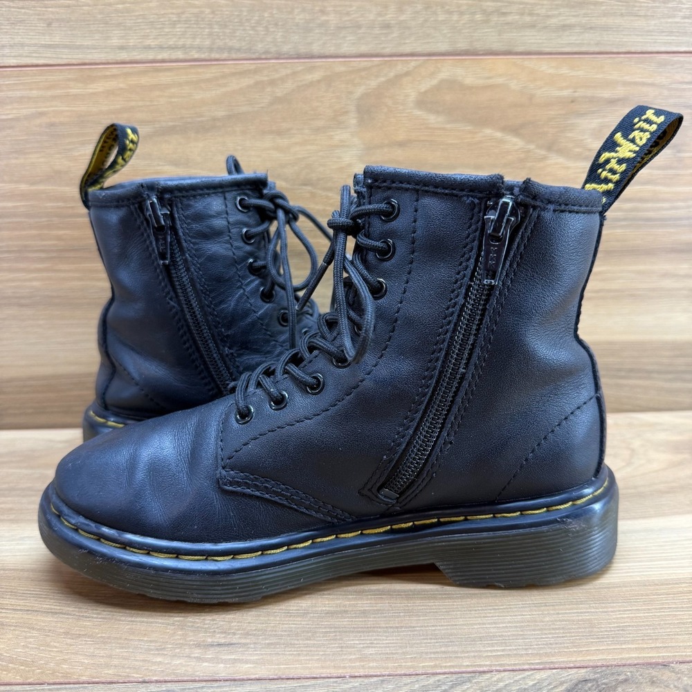 Dr Martens Kids Boots Size 1 Black Leather Zip‎ Combat 1460T Punk Grunge Y2k - Picture 6 of 11